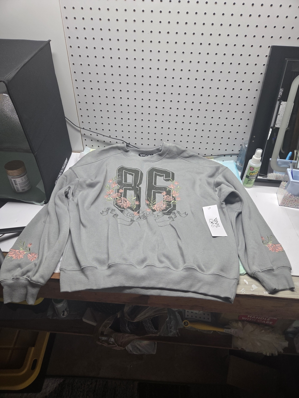 Women's Gray '86 Floral Crewneck Sweatshirt - Unbranded